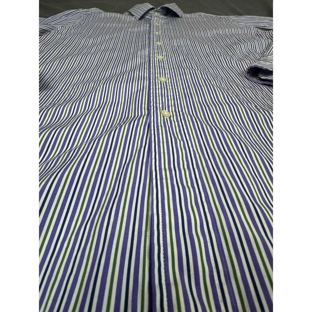 Polo Ralph Lauren Regent Classic Fit Mens 16 34/35 Purple Green Striped Shirt
